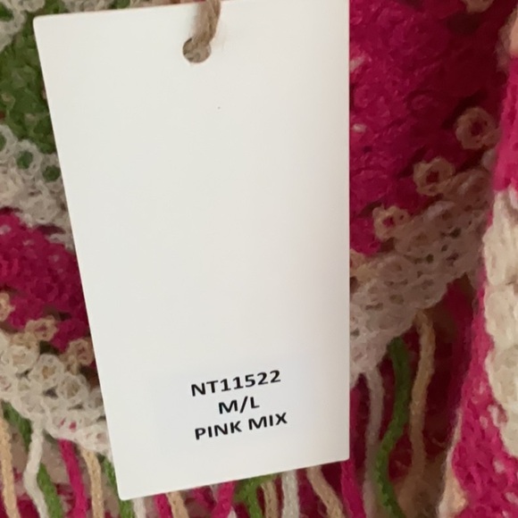 Very J Pink and Green Crochet Fringe Tank Top - Picture 4 of 5